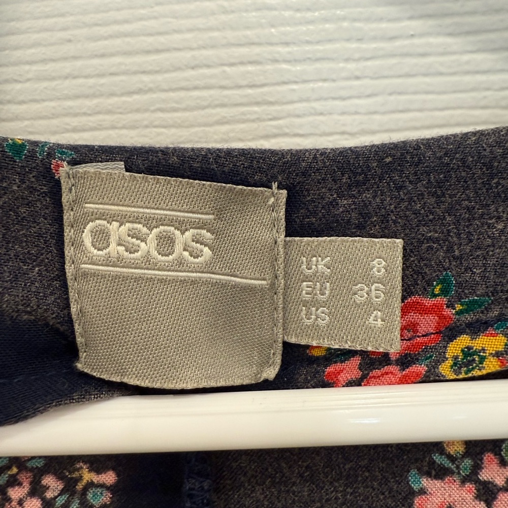 ASOS Charcoal Floral Mini Dress - Picture 2 of 8